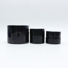 High Quality 30ml 50ml 100ml Skincare Cream black glass cosmetics jar with black lid GJ-112S